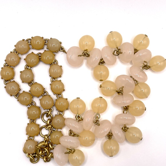 Vintage J Crew Pale Pink & Yellow Acrylic Beaded Necklace - Picture 2 of 11